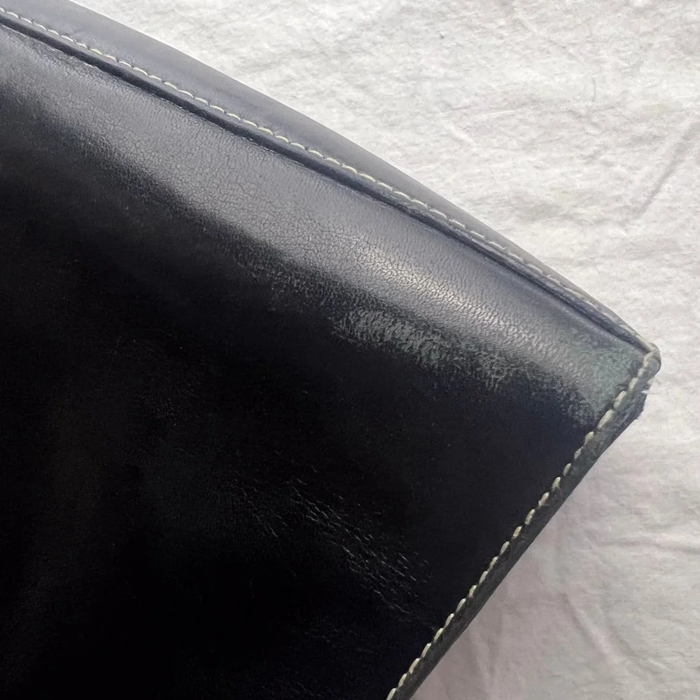 Vintage Lauren Ralph Lauren Black Leather Shoulder Bag Minimalist Y2K Classic